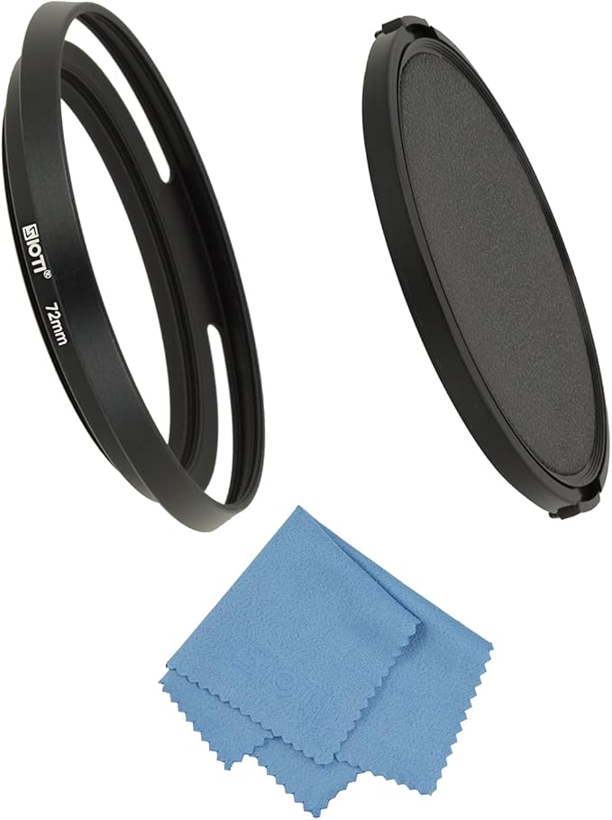 SIOTI 72mm Lens Hood, Oxidation Matte Anti Reflective Treatment, Aluminum Alloy, with 1 * 82mm Lens Cap, Compatible with Sony/Canon/Nikon/Fuji etc >24mm Camera Lens