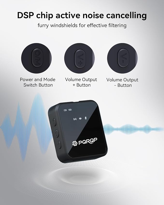 PQRQP 3 in 1 Microphone for iPhone/Android/Camera, Wireless Microphones, 328ft Transmission, 18H Battery Life, Mini Microphone for Record Interview, Vlogs, Tiktok