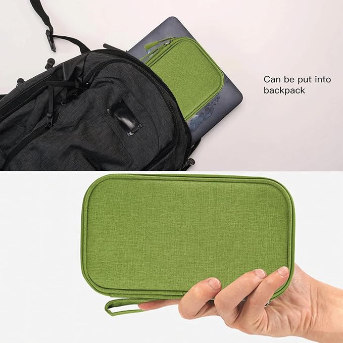 Electronics Organizer Travel Case, Travel Cable Organizer Bag Pouch Electronic Accessories Carry Case Waterproof Electronic Bag for Cable, Cord, Charger, Power Bank, Earphone (Green)
