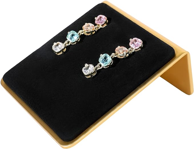 GemeShou Black earring holders for selling, Velvet earring stands Jewelry display, metal gold studs board【Black】