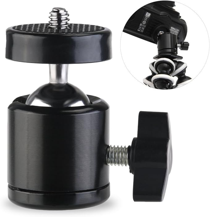 SLOW DOLPHIN Hot Shoe Mount Adapter 360 Degree Swivel Mini Ball Head 1/4 Tripod Screw Head for Cameras, Camcorders, Smart Phone, Gopro, LED Video Light, Microphone(2 Packs)