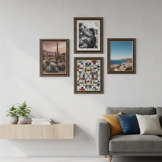VictoR Picture Frame Chagall 4x6 Black Gold - Vintage Picture Frames with Shutterproof Acrylic Glass - 4 x 6 Photo Frame - Black Picture Frames - Antique