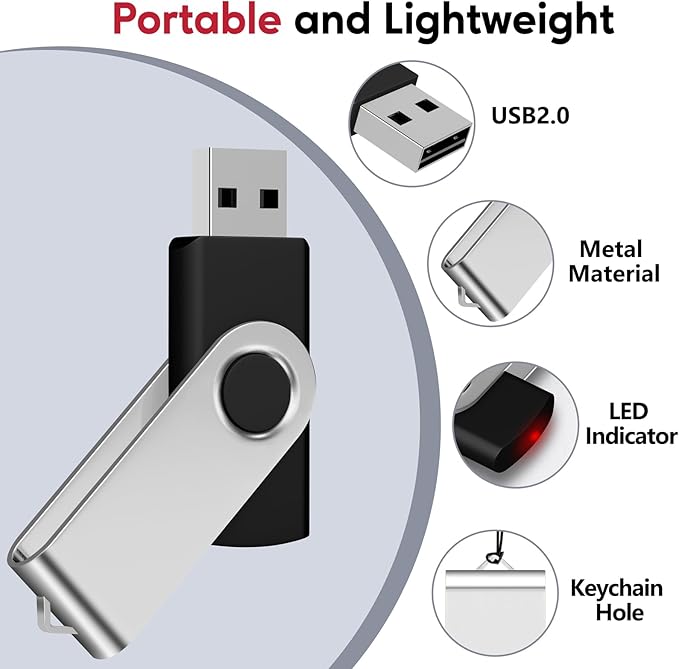 AreTop 50 Pack 16GB USB Flash Drive, USB2.0 Bulk Flash Drives Thumb Drive 16G USB Drive 16GB Memory Stick, Black
