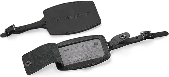 Briggs & Riley Leather Luggage ID Tag for Men & Women - Identification Tag for Suitcases, Baggage ID Label, Fits Standard Size Business Card - Luggage Accessories, Black
