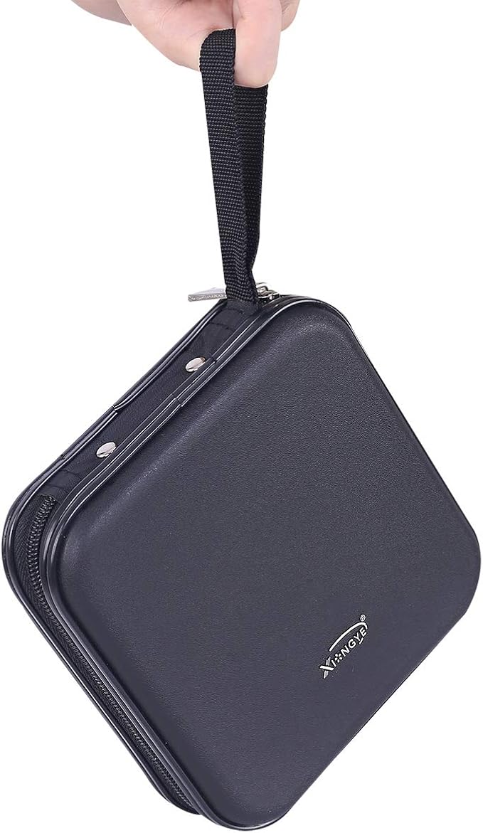 CD DVD Wallet, 32 Capacity Heavy Duty, DVD CD Case Holder for Car,Portable DVD/VCD Storage Disk, Hard Shell Sturdy case, Car CD Disk Holder, Booklet, Blu-ray Wallet (32 Capacity,Black)