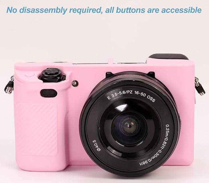 Pocoukate Case for Sony Alpha A6400, A6300, Camera, Soft Silicone Protective Cover Skin with Screen Protector Accessories for Sony Alpha A6400 / 6300 Digital Camera Silicone Cas - Pink
