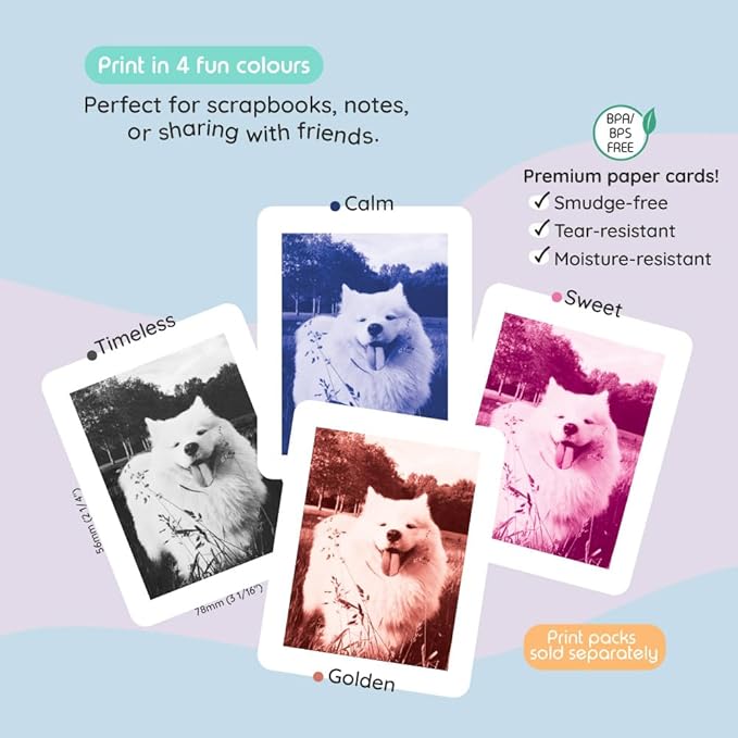 kiimento Ink-Free Instant Print Camera P2 Sky Blue + Two 40-Prink Pack