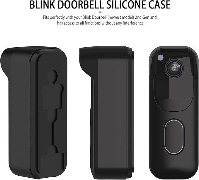 Silicone Skin Case for Blink Video Doorbell (2nd Gen) - Weatherproof Silicone Protective Cover with Brim for All-New Blink Doorbell Camera 2025 Full Protection (Black)