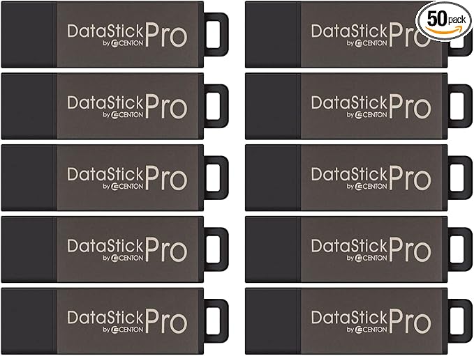4GB DataStick Pro by Centon, 50 Pack, USB 2.0 Flash Drive Memory Stick for Storage and Backup