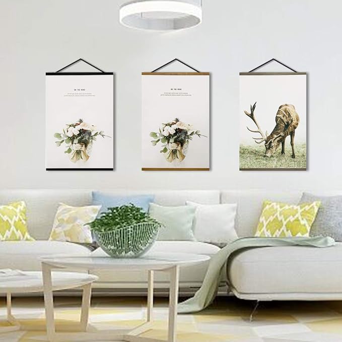 Miaowater 2 Pack Poster Frame,15x21 15x23 15x30 Magnetic Light Wood Wooden Frames Hanger for Photo Picture Art Canvas Print Artwork Wall Hanging Teak Wood 15''