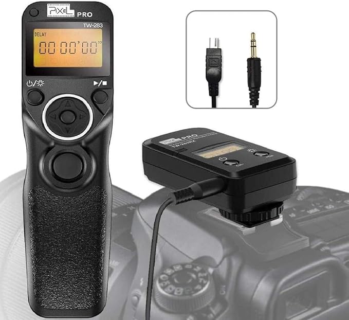 PIXEL Digital SLR Cameras Shutter Release Remote Control Timer for Nikon Z6 Z7 D7500 D3100 D3200 D3300 D5000 D5100 D5200 D5300 D5500 D90 D7100 D7200 D600 D610 D750 Replaces