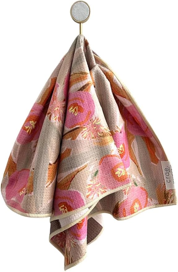 crae. Reversible Microfiber Towel - Ultra Absorbent, Quick-Drying Hand Towels - Modern Design, Scratch-Free, Lint-Free for Kitchen, Bathroom, Car Cleaning - 19x29 Inches, Set of 1 (Reeds)