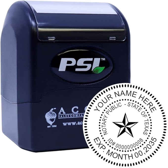 Texas Notary Supplies Package, Notary Supply for Texas, PSI Stamps with 5 Ink Color Choices, Kit Inc. Official Notary Stamp, Notary Record Book, and Notary Acknowledgement Stamp