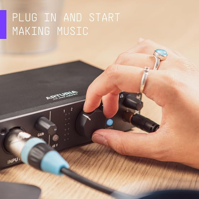 Arturia MiniFuse 1 - Compact USB Audio Interface with Creative Software for Recording, Production, Podcasting, Guitar - Black