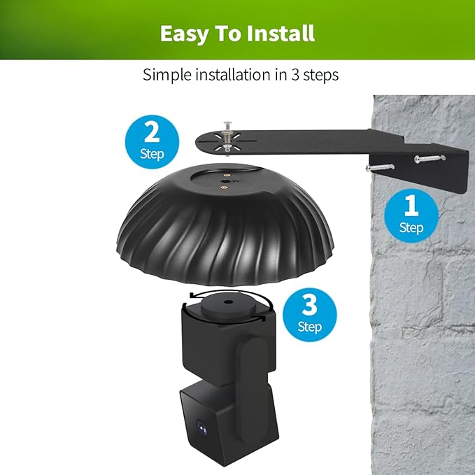 Wall Mount for WYZE Cam Pan V3, Outdoor Corner Mount Kit with Weatherproof Cover, Durable Housing for Outside Use – Black (Camera Not Included)