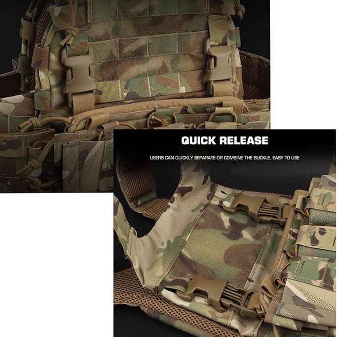 2pcs Tactical Quick-Release Buckles Molle Webbing Buckle Clip Fits Any Chest Rig Or Vest with 2.5cm Buckle