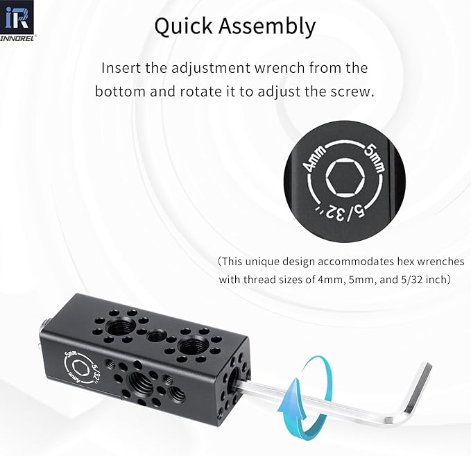 INNOREL CB2 CNC Aluminum Alloy Multi-Function Cheese Handle, Cheese Grip Extension Bar, Featuring 3/8" and 1/4" Arri Locating Holes for Camera Cage Frames, DIY Video Rigs, Any 3/8" Threaded Point