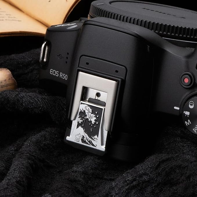 Kanagawa Wave Pattern Camera Metal Hot Shoe Cover Protector Cap for Canon EOS R R1 R3 R5C R5II R6II R7 R8 R10 R50 R100 (Aluminum Alloy-Hot Shoe Cover)