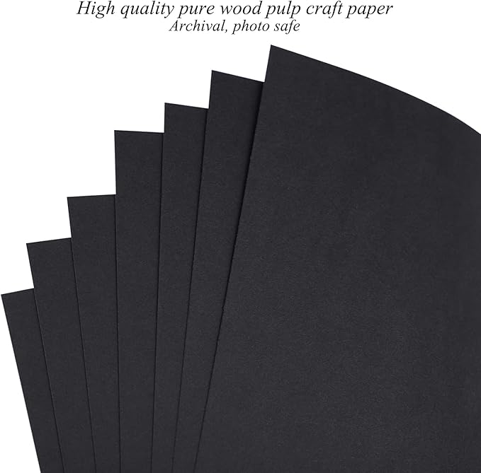 1DOT2 8x8 Inch DIY Small 3 Ring Scrapbook Photo Album Journal with 30 Plastic Sleeves 60 Pages and Fabric Cover for Baby Travel Wedding Couple Anniversary Kids Adventure (Black Cover/Black Pages)