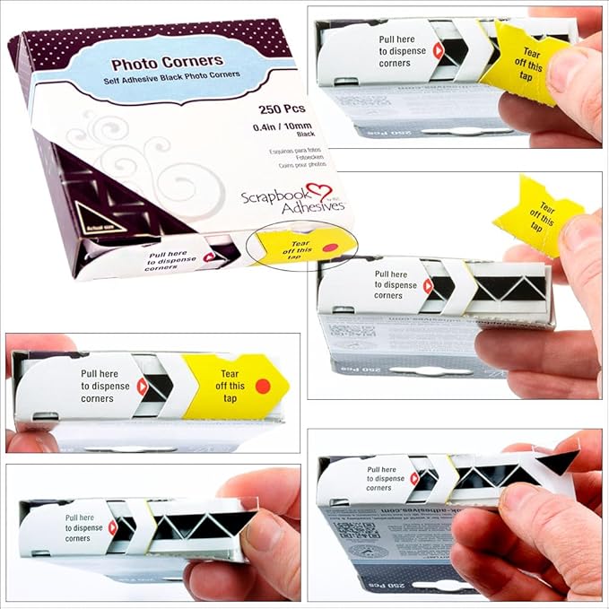3L Self Adhesive Photo Corners, 3/8-Inch, 250-Pack, Black