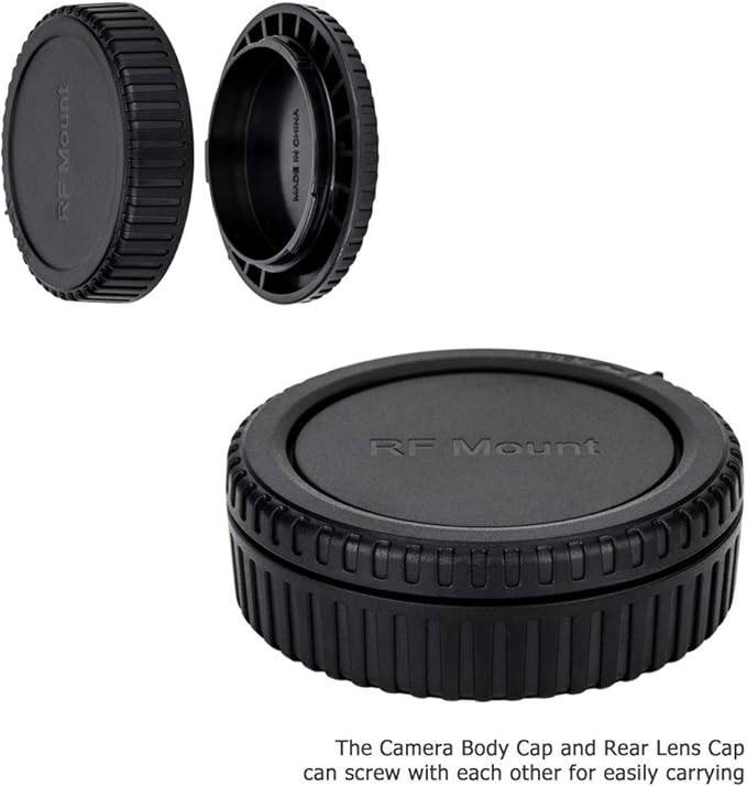 2 Pack RF Mount Body Cap Cover & Rear Lens Cap for Canon EOS R100 R50 R50V R8 R R1 R3 R5 R6 Mark II III R7 R10 RP Mirrorless Camera & RF Mount Lenses, with 2 Extra Hot Shoe Protective Covers Included
