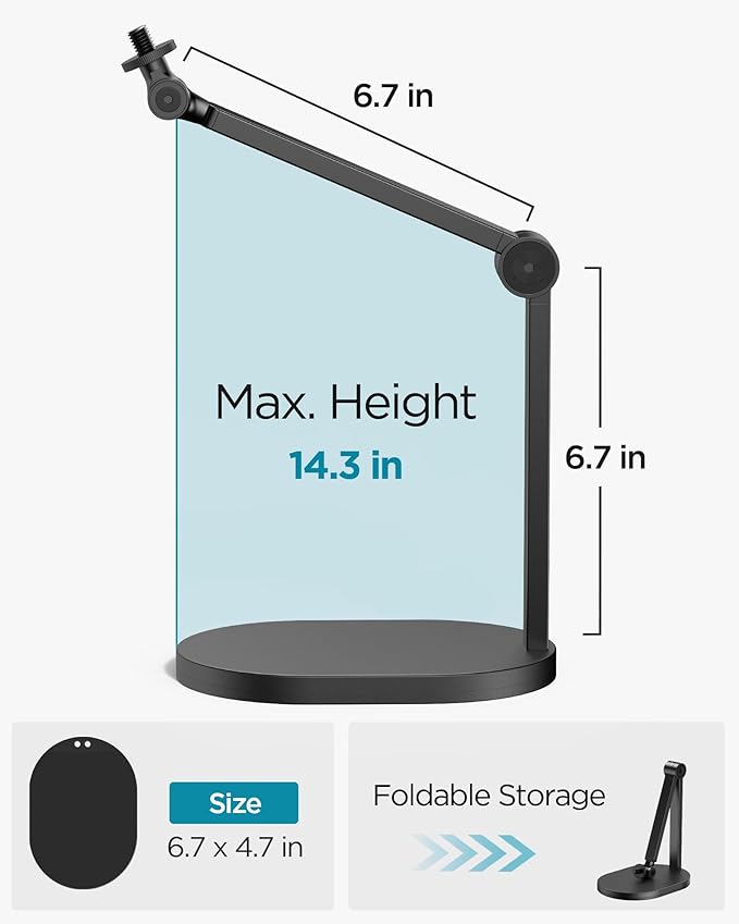 InnoGear Studio Mic Stand, Pack of 2 Max Load 2.64 lb Microphone Arm Desk Mount Desktop Microphone Stand for Fifine AM8 K669B Blue Yeti HyperX QuadCast SoloCast AT2020, Webcams Cameras, Black
