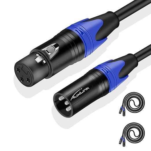 XLR Microphone Cable, XLR Cables 15ft 2 Pack, XLR Male to Female Microphone Cable 3 Pin Suitable for Speaker Systems, Radio Station, Stage Lighting and More
