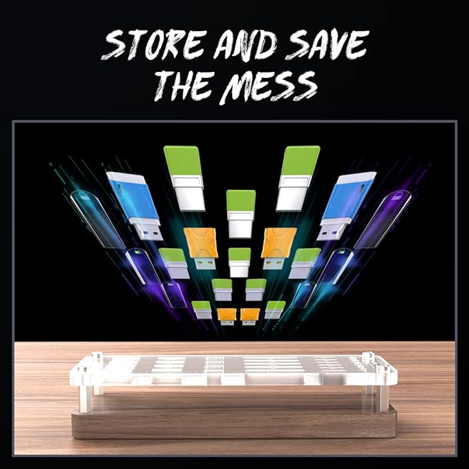 FEIFANZHE 29 Slot Wooden Memory Card Case and USB Drive Organizer with Screwdriver and SIM Card Ejector - F02MY
