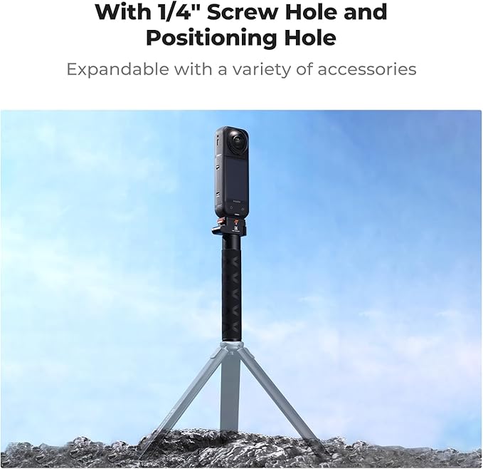K&F CONCEPT Magnetic Quick Release Foldable Selfie Stick Compatible with Insta360 X5, 89cm/35inch Aluminum Alloy Extension Rod Invisible Pole, Adjustable Handle Grip with Safety Lock for X4 Air