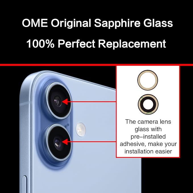 2PCS ASDAWN Back Rear Camera Lens Glass Replacement for iPhone 17 6.3 inch with Pre-Installed Adhesive, Back Lens Glass with Installation Manual + Repair Tool Set