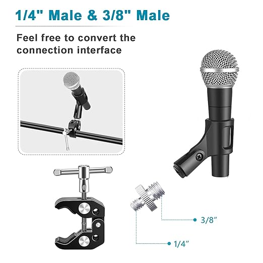 1/4" & 3/8 Male to 1/4" Male Threaded Tripod Screw Adapter, Double Head Stud Mounting Thread Converter for Camera, Monitor, LED Light, Microphone, Shoulder Rig - 2 Packs
