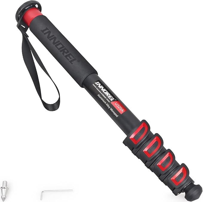 INNOREL U325A Camera Monopod 66.9 in/170 cm Aluminum Alloy 5-Section with Fast Flip Lock Travel Monopod for Canon Nikon Sony DSLR Camera Video Camcorder DV Photography Bracket Load 26 lb/12 kg