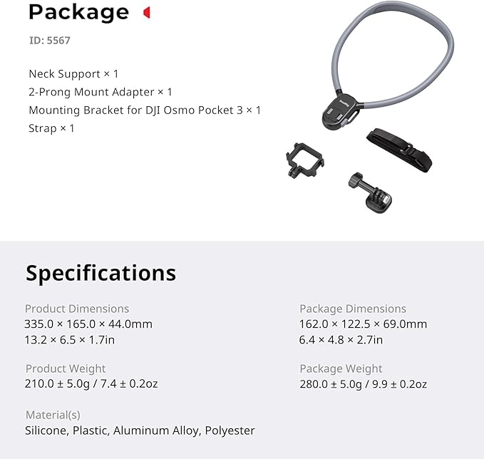 SMALLRIG Magnetic Neck Mount for DJI Pocket 3/OSMO 360/Nano/Action 6/5 Pro/4, for GoPro Hero 13/12/11/10, for Insta 360 X5/X4/X3/Ace Pro 2, Action Camera Chest Mount for Hands-Free POV Vlogging-5567