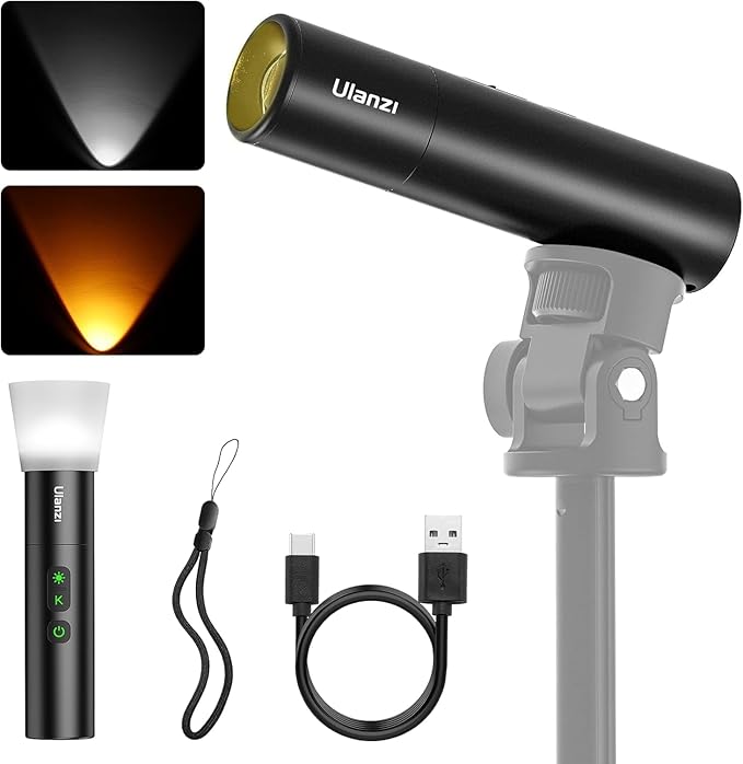 ULANZI LM07 LED Photography Flashlight, Handheld Videography Fill Light Spotlight 2000K-5500K-8000K Bi-Color Zoomable 2000mAh Rechargeable Portable Video Light for Photo, Video, Content Creation