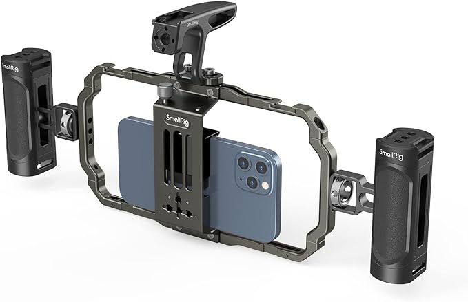 SmallRig Universal Phone Video Rig Kit for iPhone 17 16 15 14 13 12 Pro Max, Aluminum Handheld Phone Cage with Handles, Video Stabilizer Rig for Vlog Videography Live Streaming
