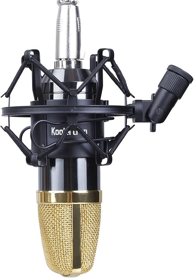 Koolertron Microphone Shock Mount,Mic Clip Holder,Universal 50MM Anti-Vibration Mic Holder for 48MM-54mm Diameter Studio Condenser Mic (Black)