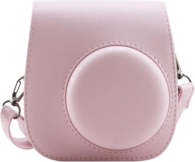 Frankmate Protective Case Compatible with Fujifilm Instax Mini 12 11 9 8 Instant Film Camera with Pocket and Adjustable Strap (Pink)