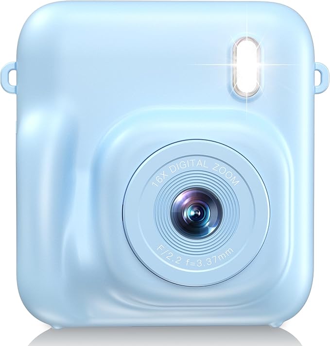 Digital Camera for Kids Instant Print, 48MP Dual-Lens Kids Camera for Girls Boys Christmas Birthday Gifts, 1080P Video Selfie Instant Cameras, Portable Toddler for 4-12 Years with 32GB Card-Blue