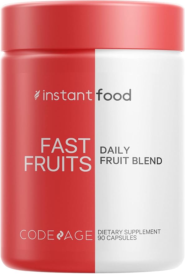 Codeage InstantFood Easy Veggies + Fast Fruits Bundle – Vegetable & Fruit Blend Capsule Supplement – Plant-Based Phytonutrient Formula – Vegan, Non-GMO – 180 Capsules