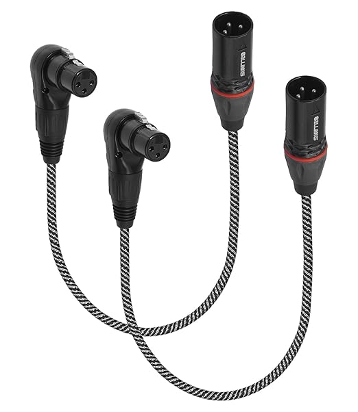 2-Pack Right Angle XLR Cable, Adjustable-Angle Female to Straight Male 1.6FT, 90 Degree Mic Cord for Mixer, Studio, Podcast for Sound Devices Mixer Recorder