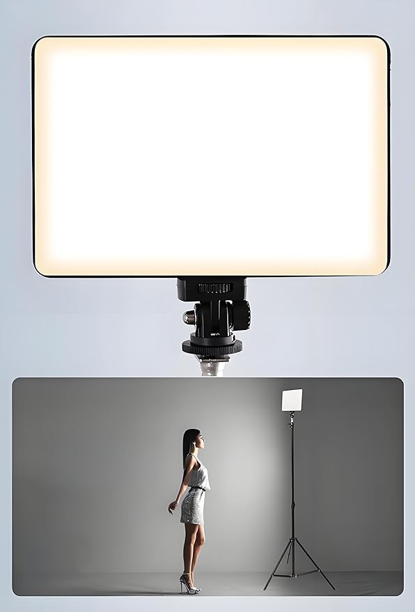 LED Video Light Panel, Dimmable DSLR Camera Light for Pictures Photo Video Recording with 4000mAh Rechargeable Battery, Cold Shoe, 240pcs Lamp Beads, CRI>95 2700K-6500K for Photography Live Streaming