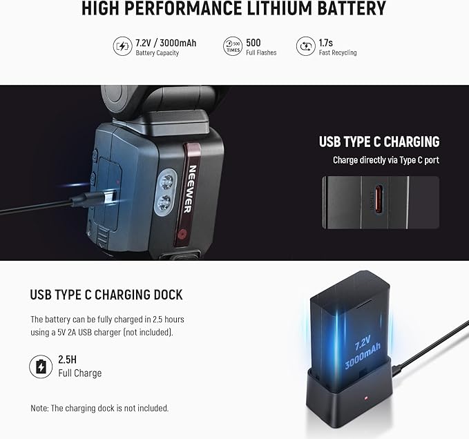 NEEWER 100Ws 2.4G TTL Round Head Flash Speedlite Compatible with Nikon Cameras, 1/8000s HSS, Touch Screen, 2 Modeling Lamps, TTL/M Toggle, 3000mAh/500 Full Power Flash Studio Photography Light, Z3-N