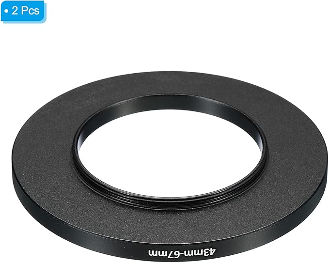 PATIKIL 43mm-67mm Metal Step Up Ring, 2 Pack Camera Lens Filter Adapter Ring Aluminum Filter Adapter Ring for Camera Lenses Hood, Black