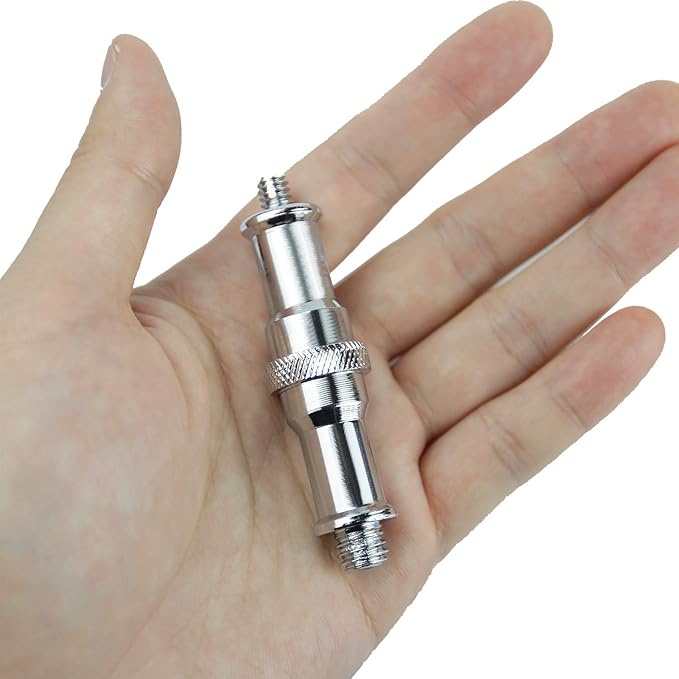 2 Pcs Light Stand Adapter, Spigot Stud 1/4" to 3/8" Metal Male Convertor Threaded Screw Adapter for Studio Light Stand, Camera Tripod Mount, Hotshoe/Coldshoe, Ballhead Frgyee