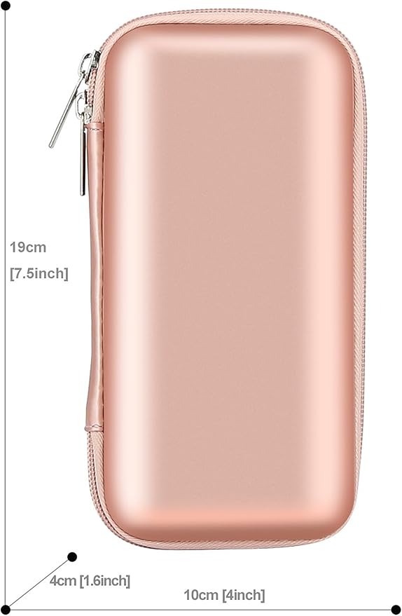 iMangoo Travel Essentials Electronics Organizer Charger Case Portable Dual Zipper Shockproof Pouch Tech Purse Cord Cable Pouches Power Bank Storage Accessories Bag for Women Men,6.5x3.2x1 Rose Gold