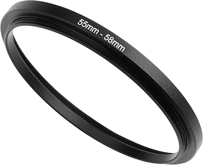 55mm to 58mm Step-Up Ring Filter Adapter,for All Brands UV ND CPL, Metal Ring Step-Up Rings Adapter Filter (55mm-58mm)