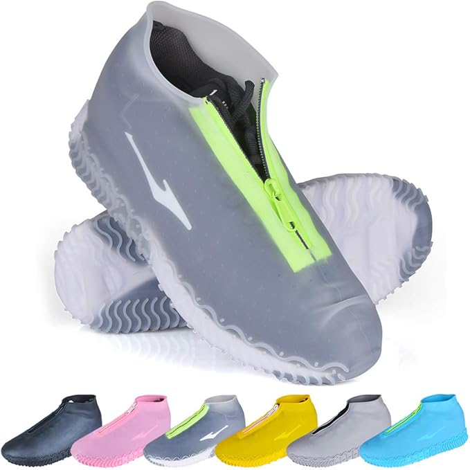 Shoe Covers Waterproof Reusable Foldable Not-Slip Rain Shoe Covers with Zipper,Shoe Protectors Overshoes Rain Galoshes for Kids Men and Women