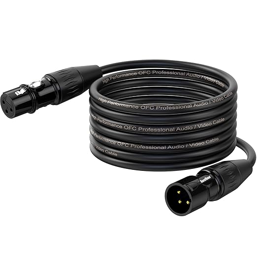 XLR Cables 100ft, Microphone Speaker Cables Male to Female, Gold-Plated 3-pins Balanced Mic Cable for Mixer - 1Pack