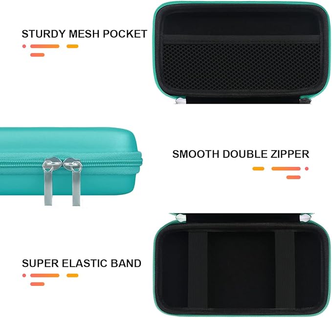 BOVKE PU Hard Travel Case for MacBook Air Pro Power Adapter Apple MagSafe 2 USB-C Charger, Extra Room for USB C Hub, Type C Hub, USB C Hub Multiport Adapter, Magic Mouse, Charging Cable, Turquoise