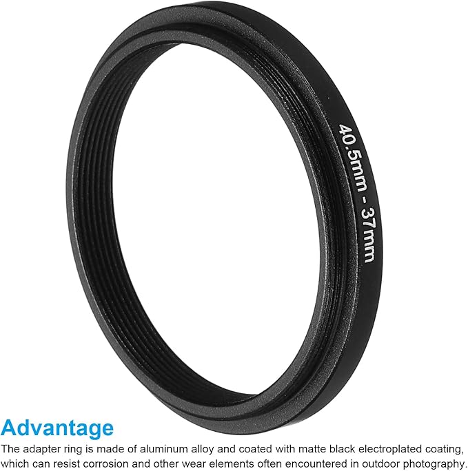 PATIKIL 40.5mm-37mm Metal Step Down Ring, Camera Lens Filter Adapter Ring Aluminum Filter Adapter Ring for Camera Lenses Hood, Black